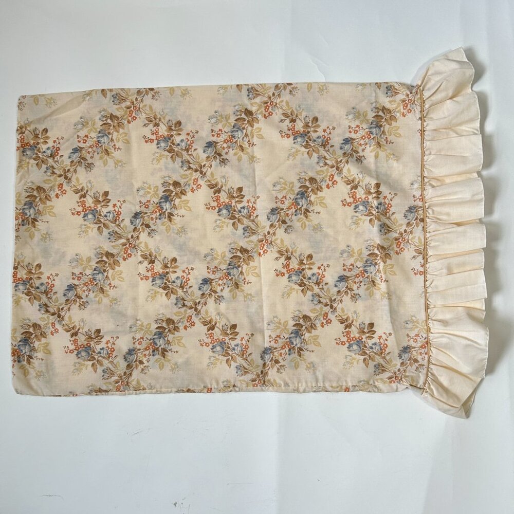 Vintage Lady Pepperell Floral 2 x Standard Pillowcases Ruffles No Iron Muslin - Picture 7 of 12